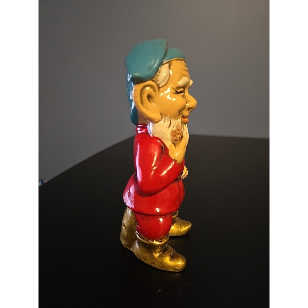 Vintage Elf Gnome Dwarf w/Pipe Paper Mache Figurine Japan Handpainted 5" MCM - Picture 3 of 9